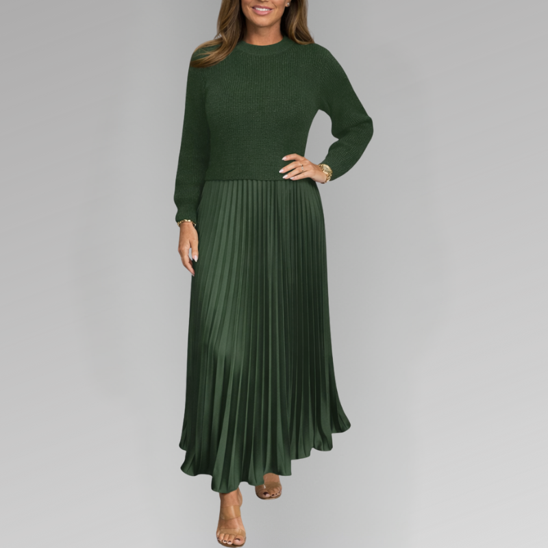 Claudia - Robe longue avec pull et jupe plissée