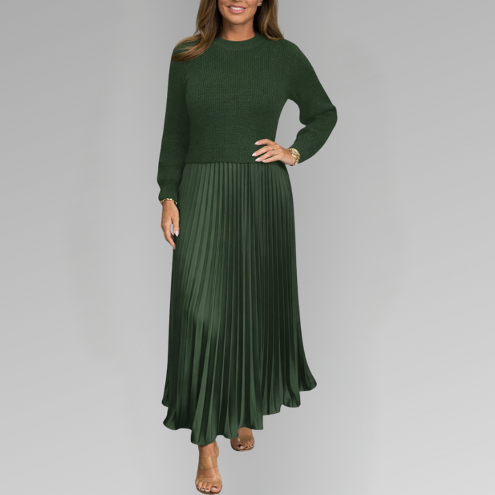 Claudia - Robe longue avec pull et jupe plissée