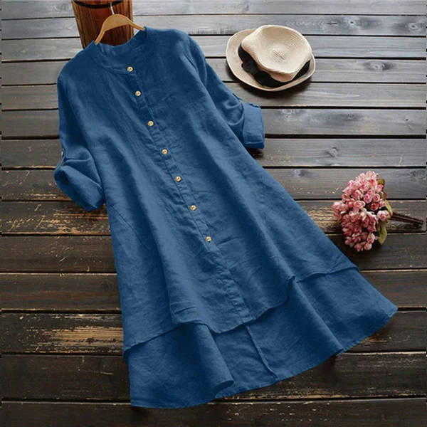 Women’s Casual Button-Front Layered Midi Dress