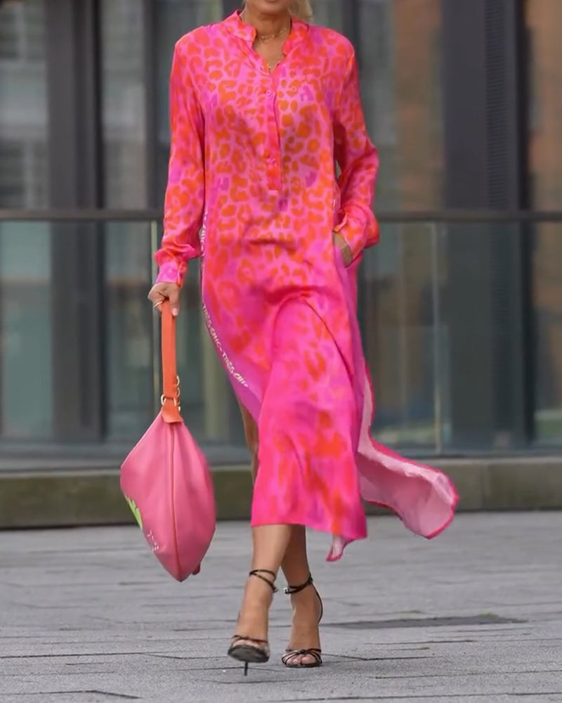 Keyla | Fashionable Dress with Leopard Print and Slit