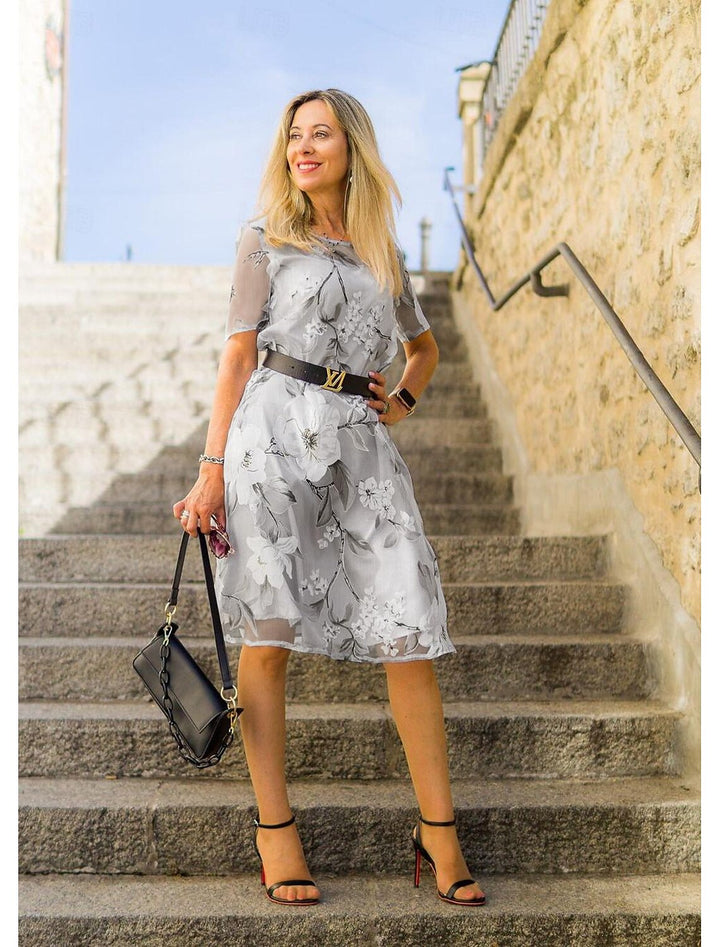 Kali | Elegant Midi Dress with Round Neckline