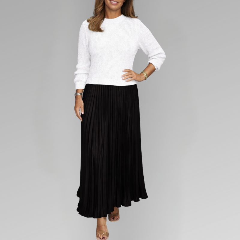 Claudia - Robe longue avec pull et jupe plissée