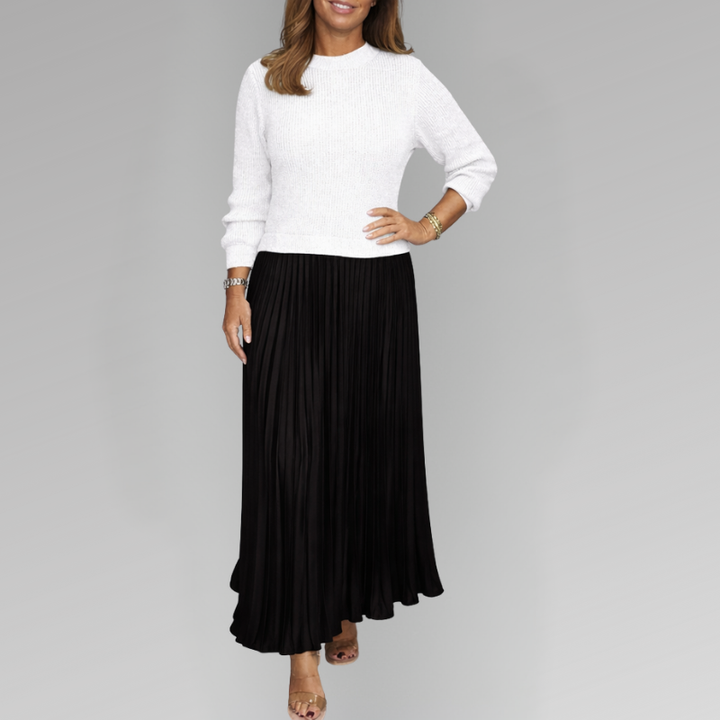 Claudia - Robe longue avec pull et jupe plissée