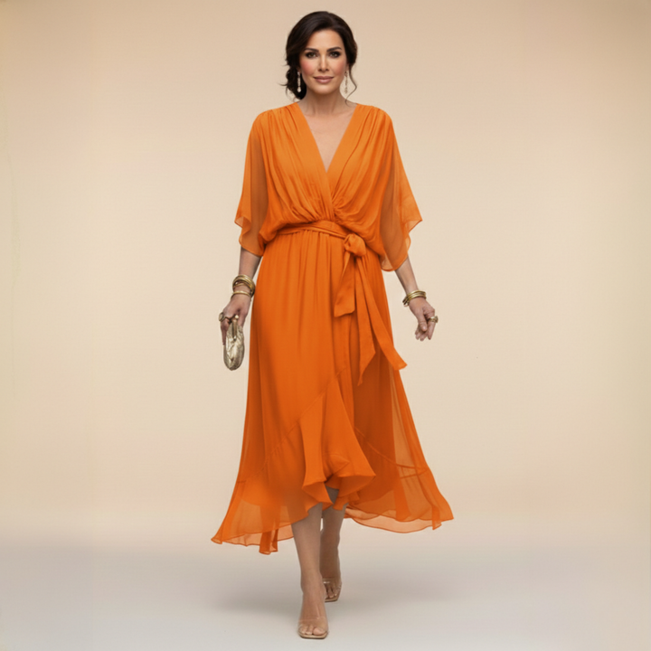 Monica - Chiffonkleid mit V-Ausschnitt