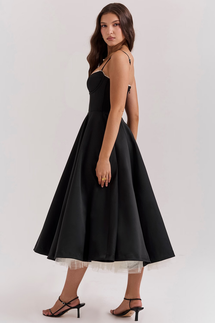 Elegantes A-Linien-Midikleid für Damen mit Spaghettiträgern