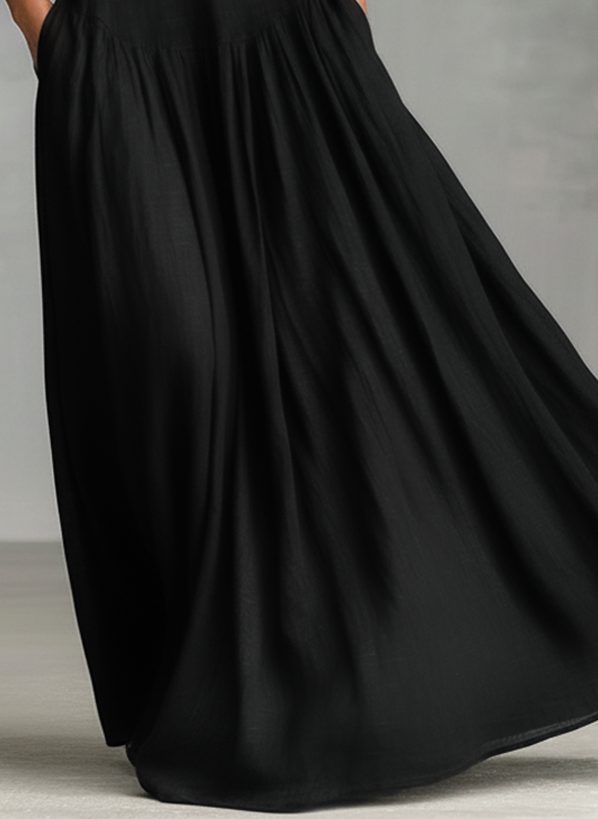 Vestido largo sin mangas minimalista de lino para mujer