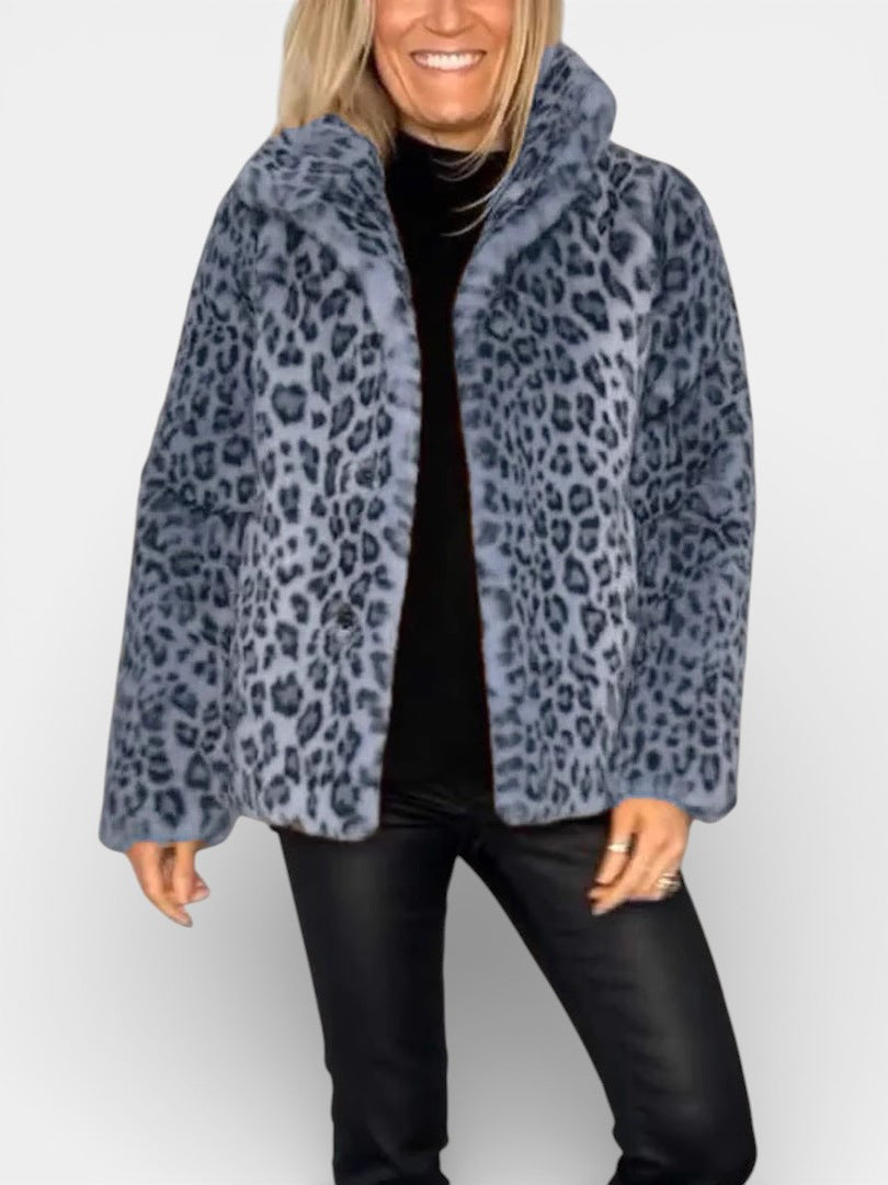 LEIA - Manteau long doux à imprimé léopard