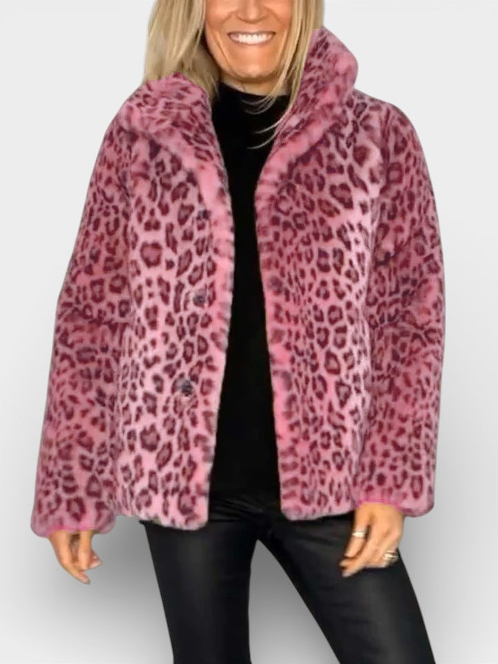LEIA - Manteau long doux à imprimé léopard