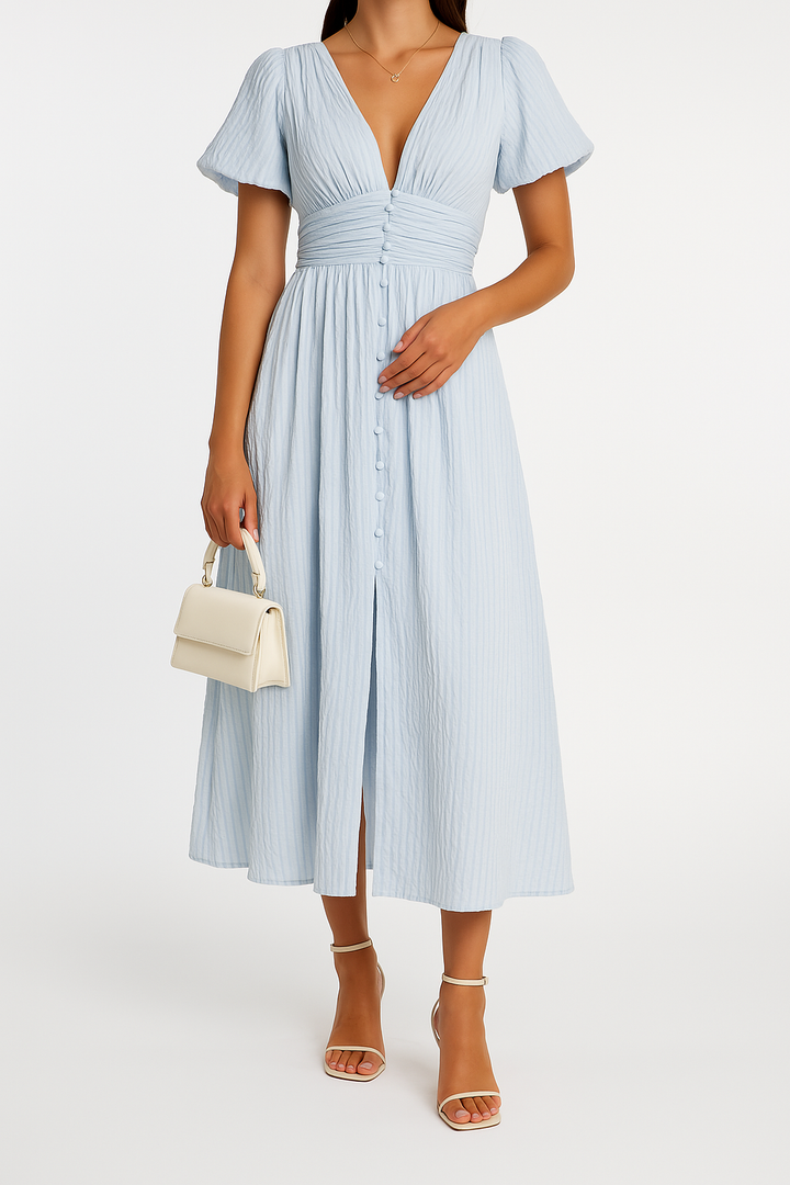 Robe maxi fluide élégante à boutons pour femme