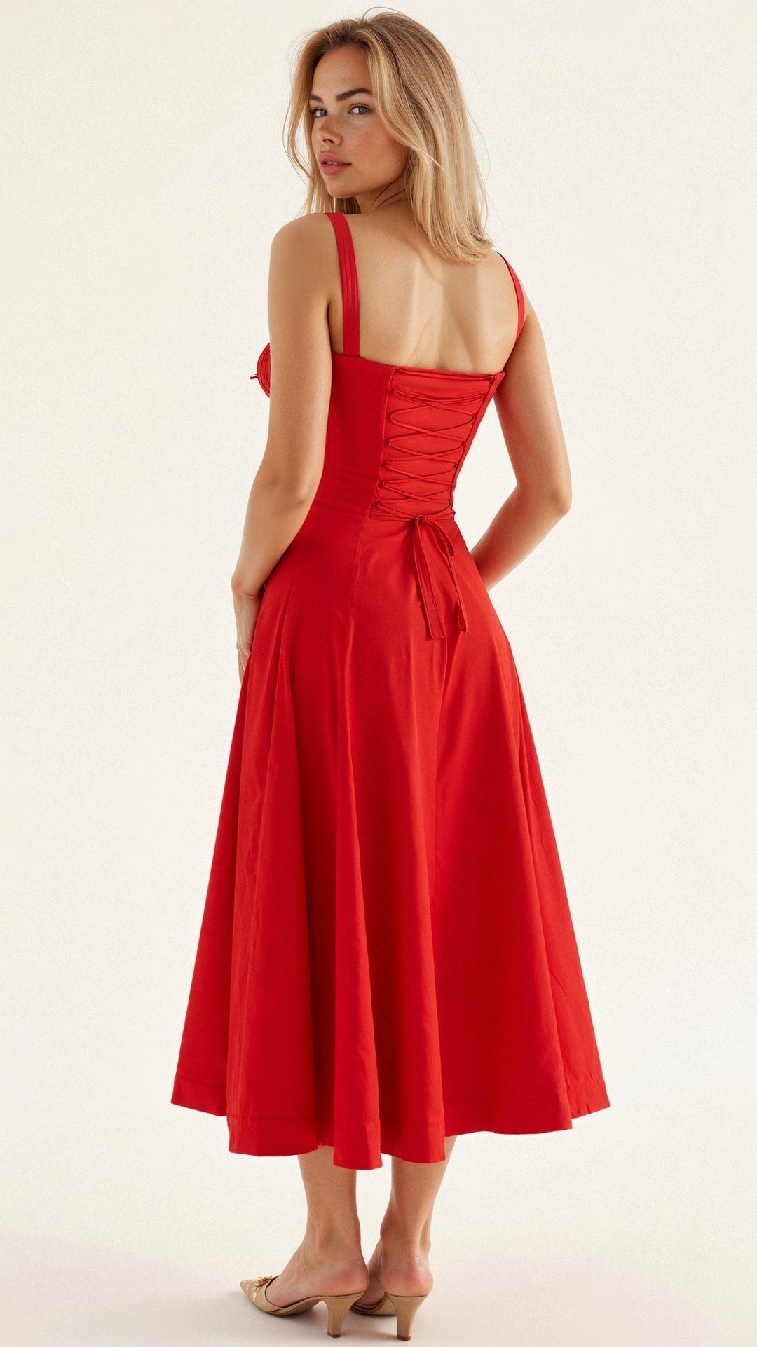 Robe midi corset – taille cintrée et jupe fluide