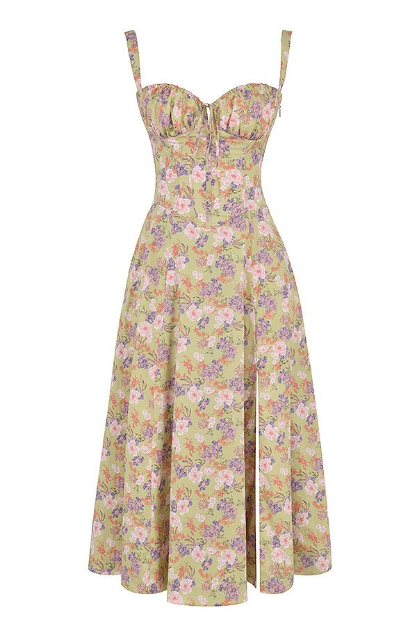 Robe midi corset – taille cintrée et jupe fluide