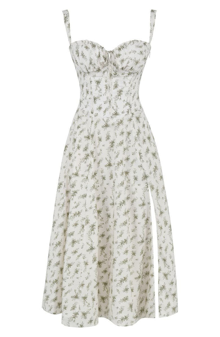 Robe midi corset – taille cintrée et jupe fluide