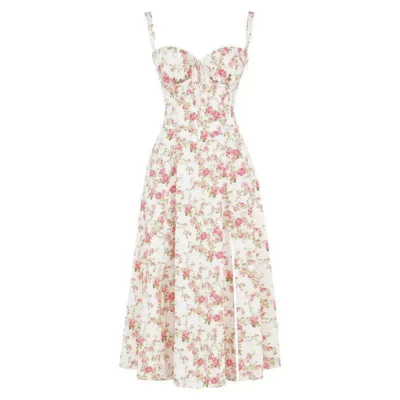 Robe midi corset – taille cintrée et jupe fluide