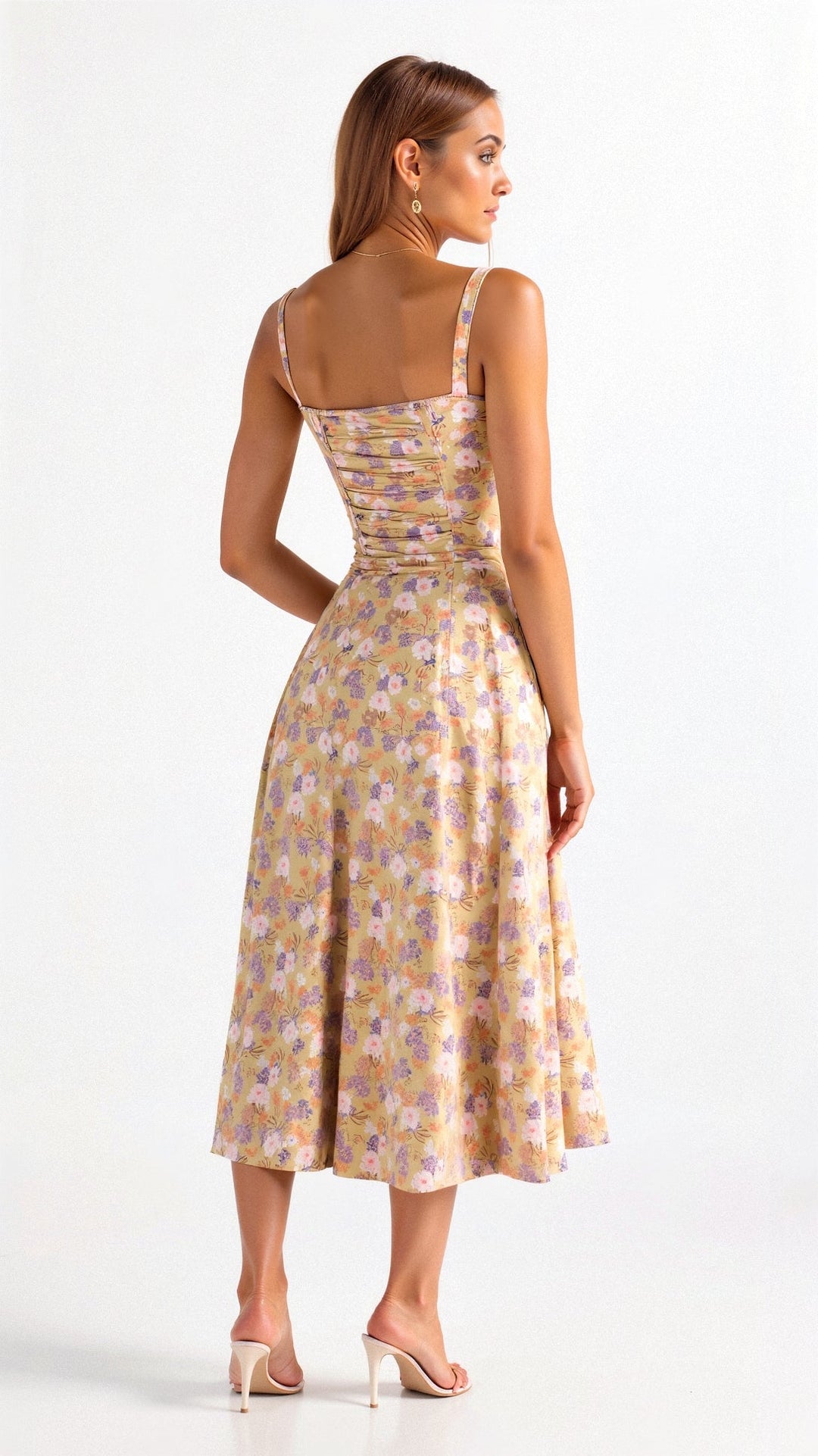 Robe midi corset – taille cintrée et jupe fluide
