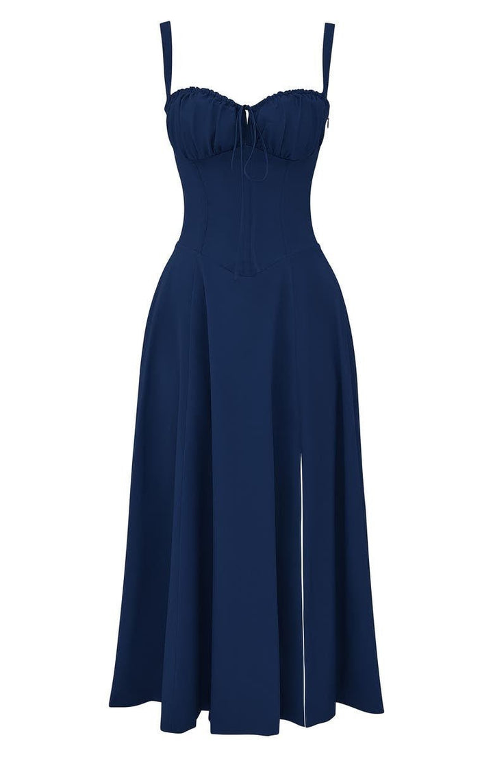 Robe midi corset – taille cintrée et jupe fluide
