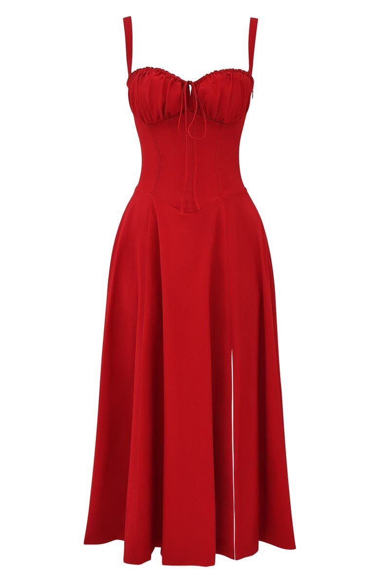 Robe midi corset – taille cintrée et jupe fluide