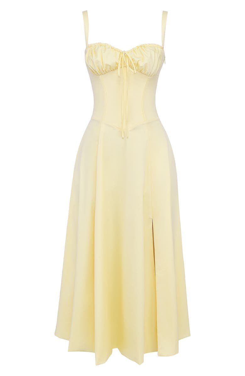 Robe midi corset – taille cintrée et jupe fluide