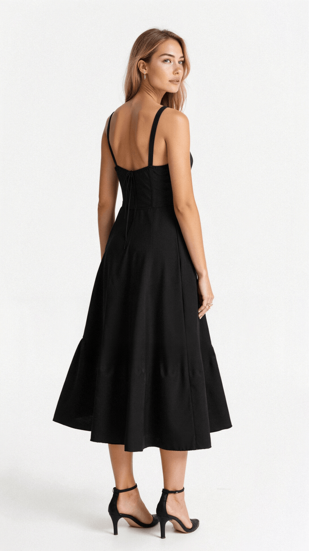 Robe midi corset – taille cintrée et jupe fluide