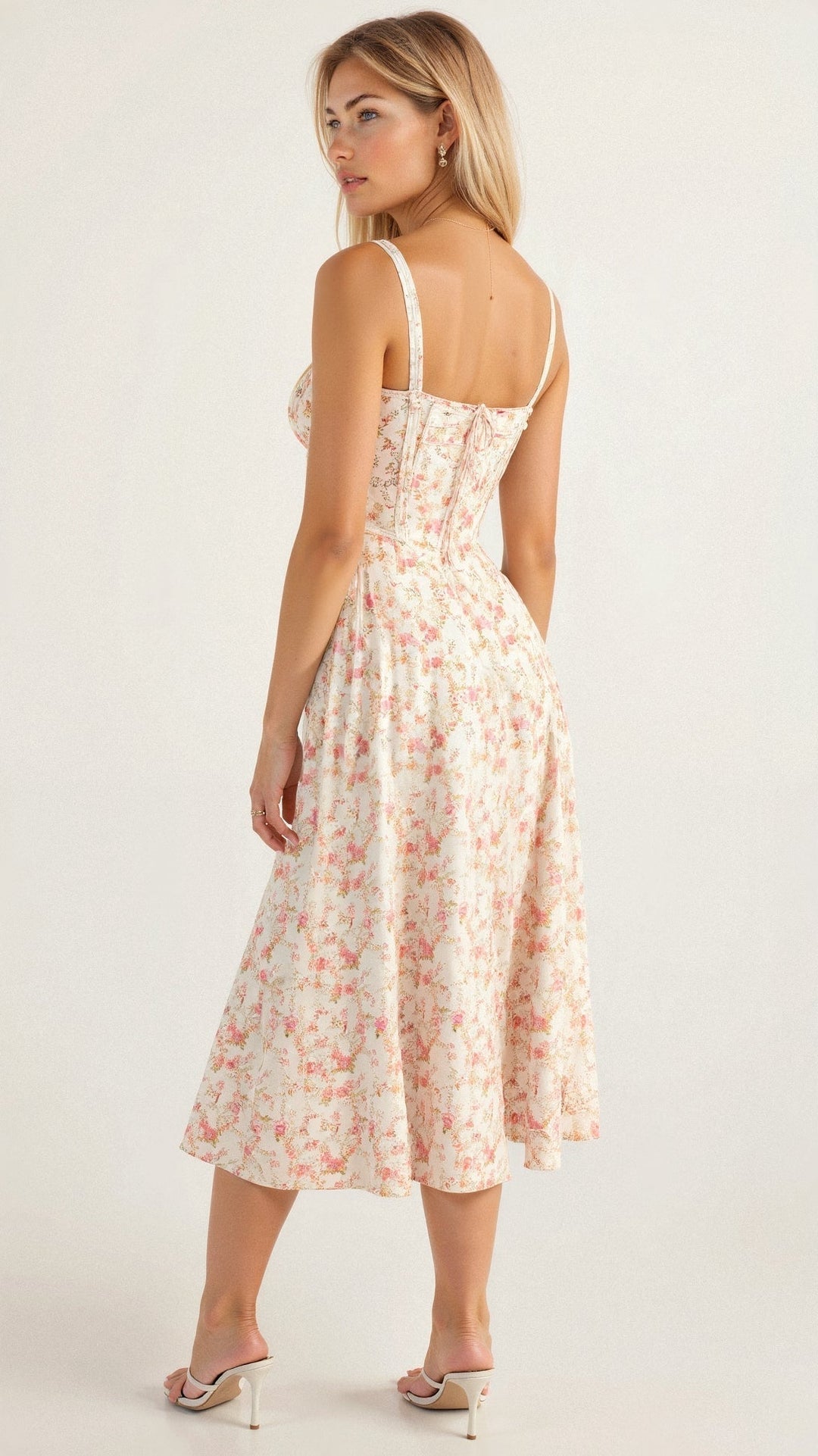 Robe midi corset – taille cintrée et jupe fluide
