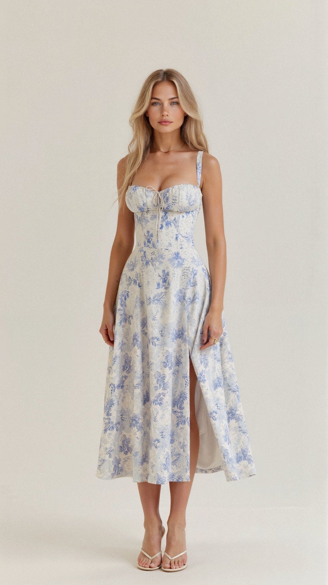 Robe midi corset – taille cintrée et jupe fluide
