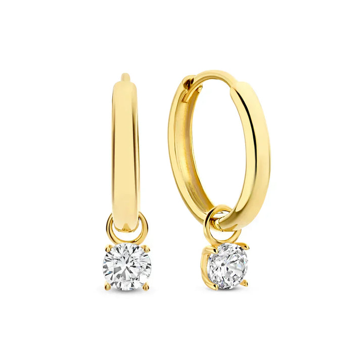 Amarissea | Boucles d'oreilles créoles Pierre Moonbeam Or 14 carats