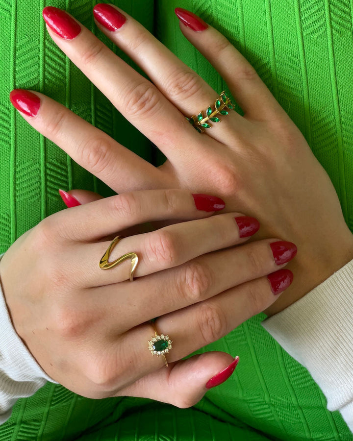 Amaryelle | Bague en zirconium vert en or 18 carats