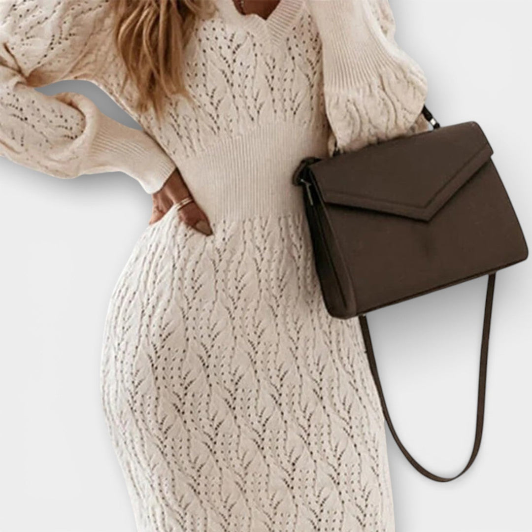 Robe Midi Tricotée Isadora Belle avec décolleté en V