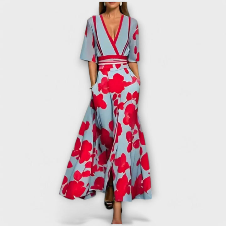 Elise - Elegancka sukienka o kroju tuby w kwiaty