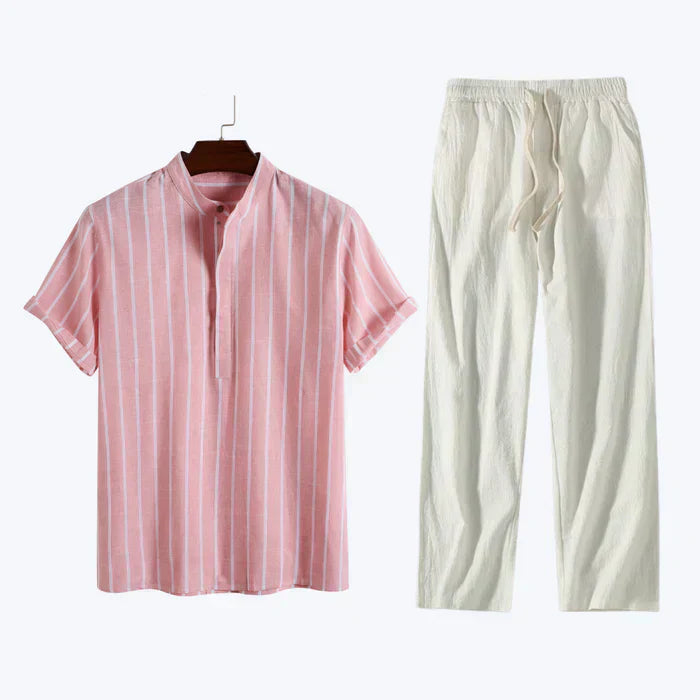 Conjunto Masculino Listrado – Gola Alta e Ajuste Respirável