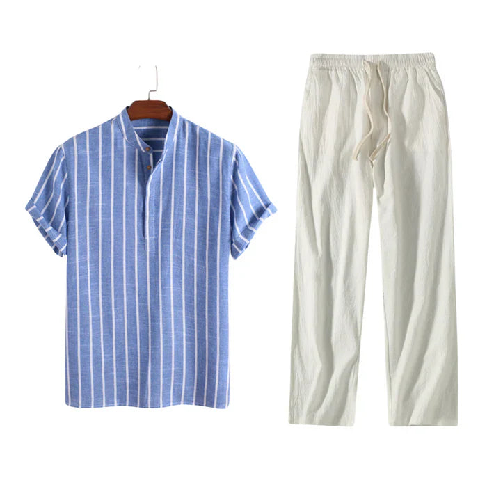 Conjunto Masculino Listrado – Gola Alta e Ajuste Respirável