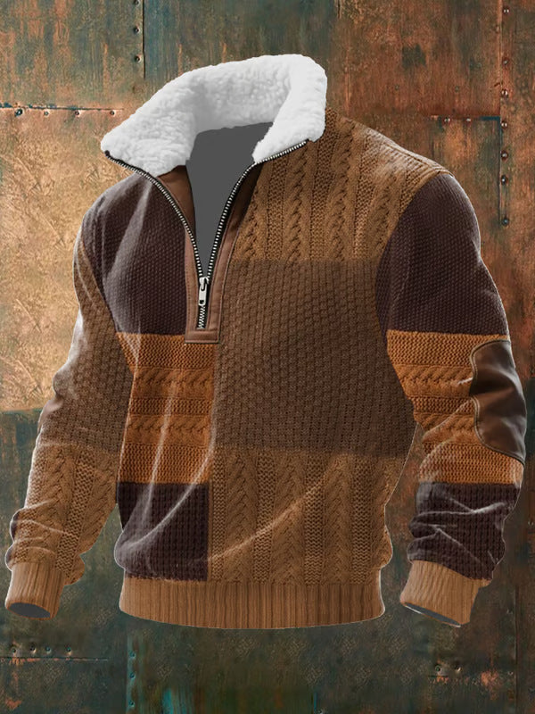 NICK | Maglione con Zip e Collo Alto Bordato in Pelliccia