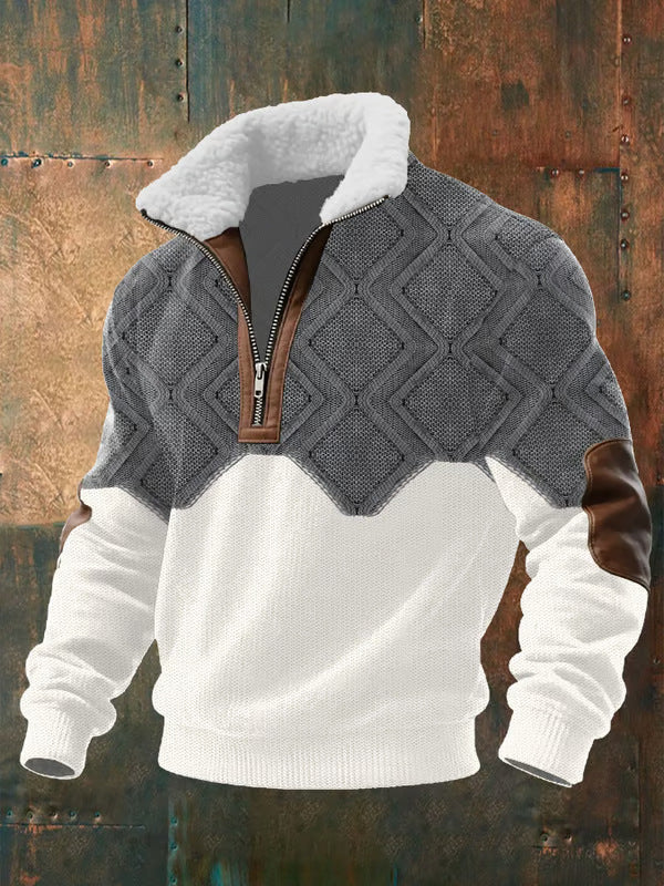NICK | Maglione con Zip e Collo Alto Bordato in Pelliccia
