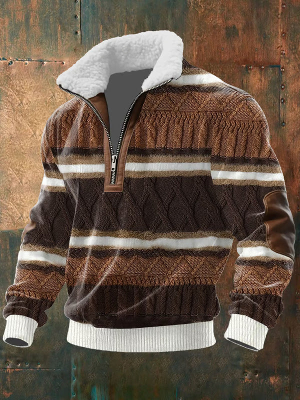 NICK | Maglione con Zip e Collo Alto Bordato in Pelliccia