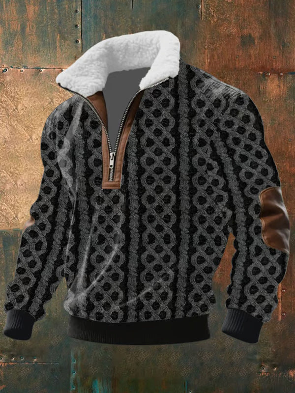 NICK | Maglione con Zip e Collo Alto Bordato in Pelliccia