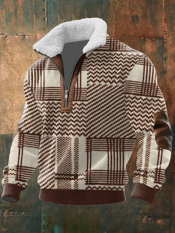 NICK | Maglione con Zip e Collo Alto Bordato in Pelliccia