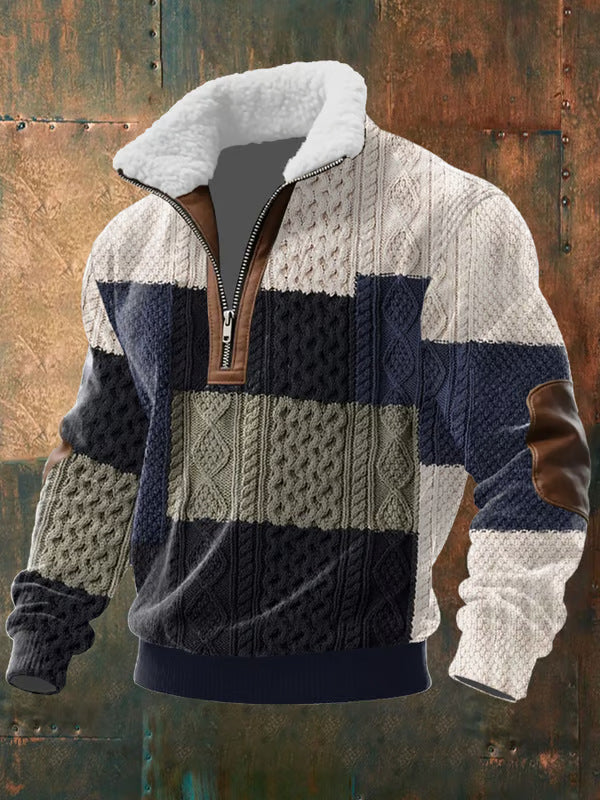 NICK | Maglione con Zip e Collo Alto Bordato in Pelliccia