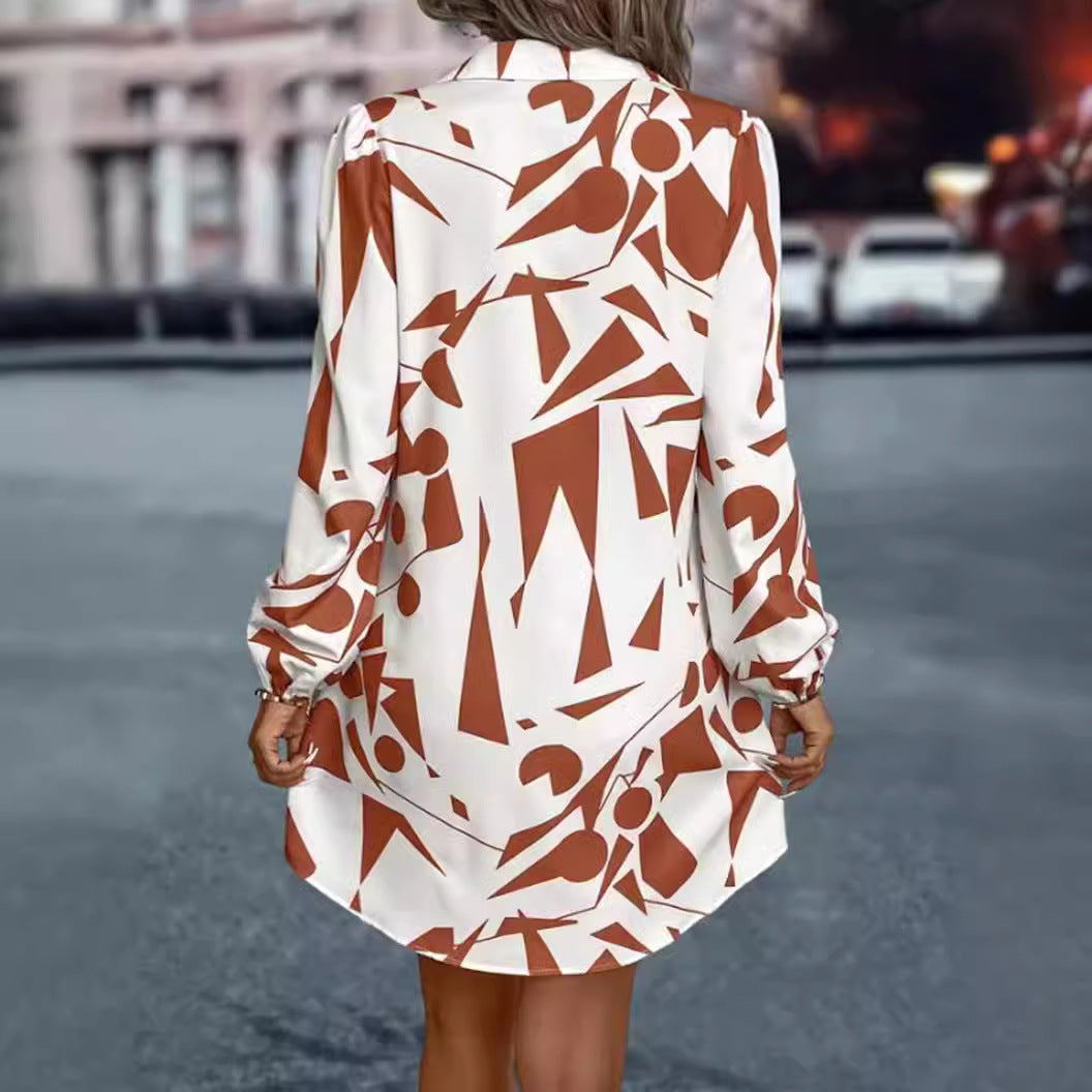 Women’s Button-Up Shirt Dress with Relaxed Fit