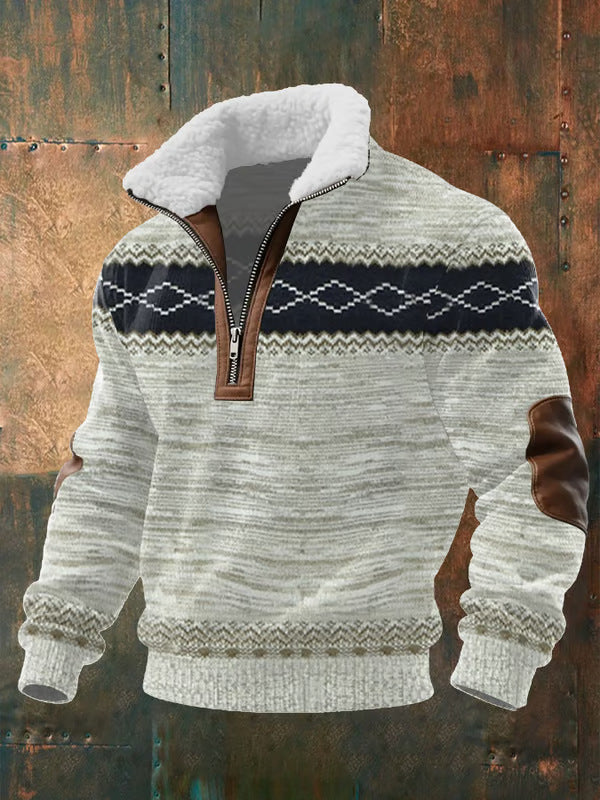 NICK | Maglione con Zip e Collo Alto Bordato in Pelliccia