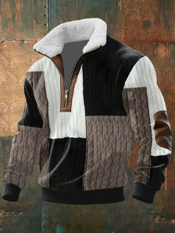NICK | Maglione con Zip e Collo Alto Bordato in Pelliccia