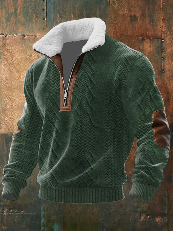 NICK | Maglione con Zip e Collo Alto Bordato in Pelliccia