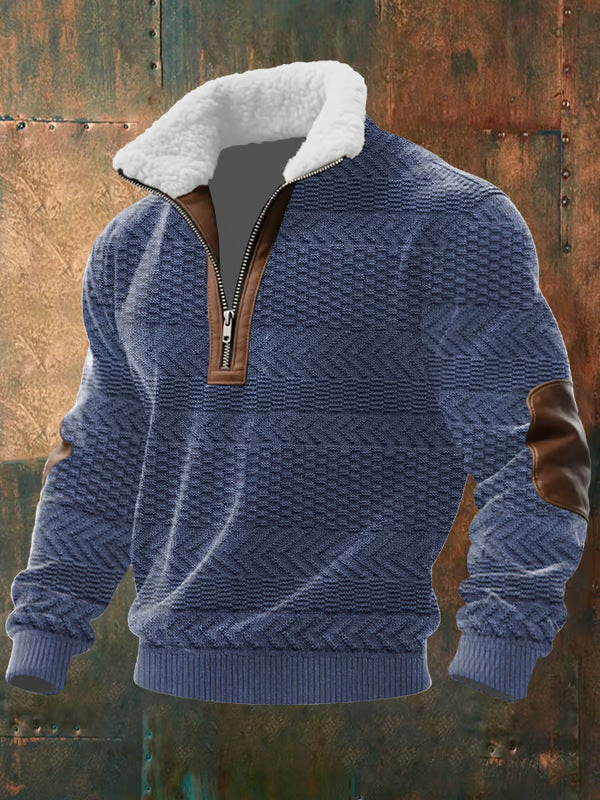 NICK | Maglione con Zip e Collo Alto Bordato in Pelliccia