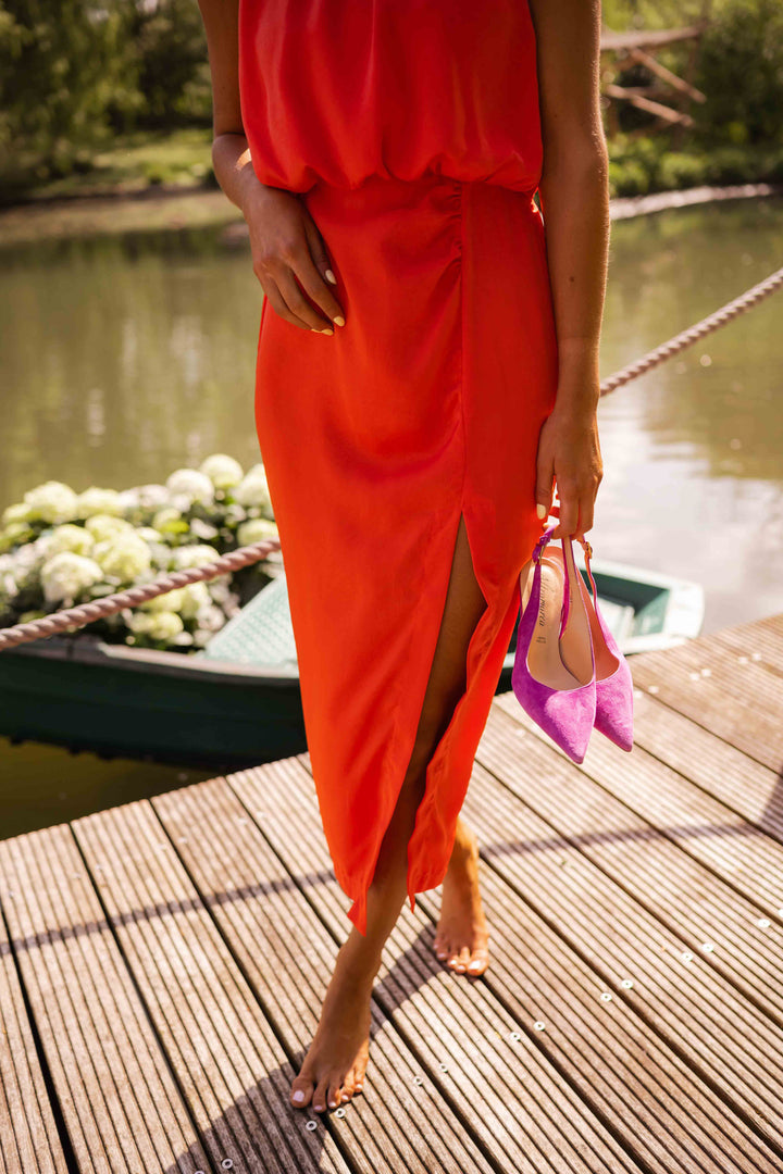 Enidra | Midikleid mit Neckholder und Schlitz