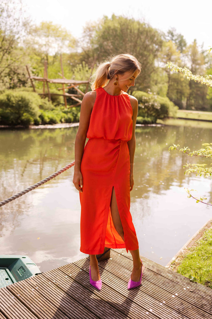 Enidra | Midikleid mit Neckholder und Schlitz