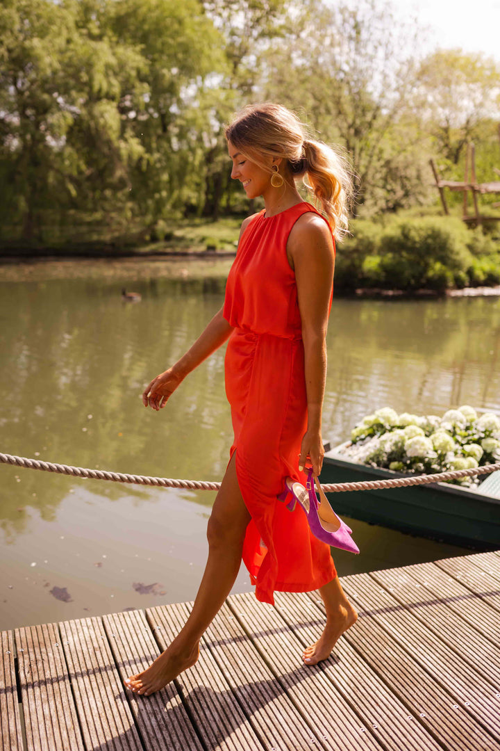 Enidra | Midikleid mit Neckholder und Schlitz