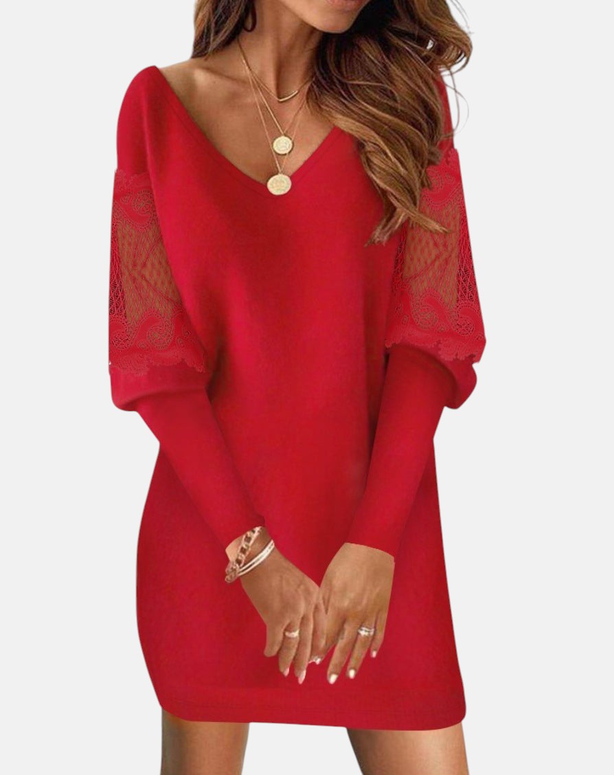 Noémie | Robe en dentelle élégante pour femme avec décolleté en V