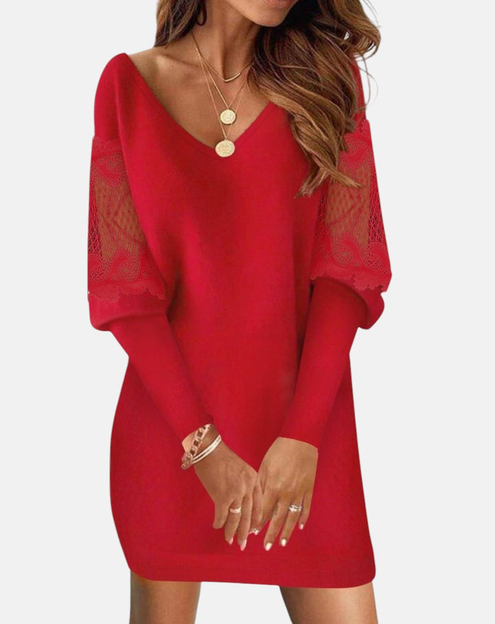 Noémie | Robe en dentelle élégante pour femme avec décolleté en V