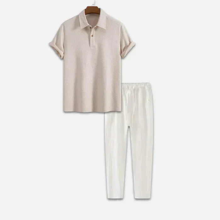Conjunto Masculino – Polo e Calça Elástica, Stretch Respirável
