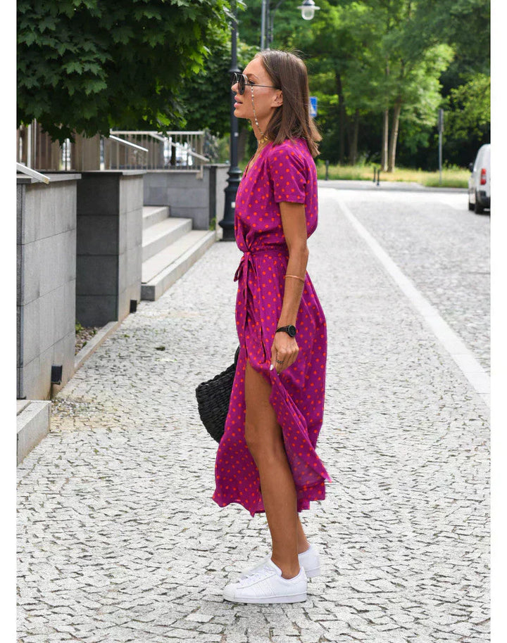 Women's Wrap Dress | with Belt and Short Sleeves