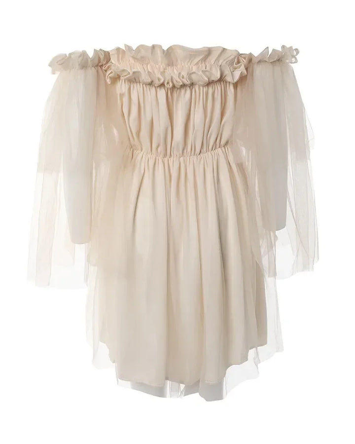 Women’s Off-Shoulder Ruffle Chiffon Mini Dress
