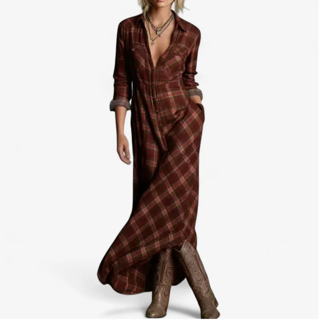 Soraya | Robe maxi à carreaux